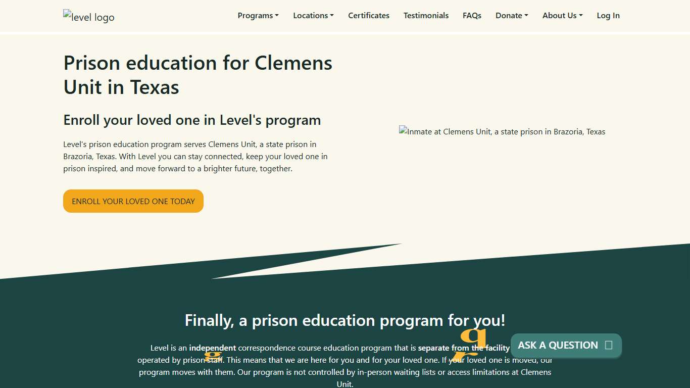 Prison Education For Clemens Unit - Level