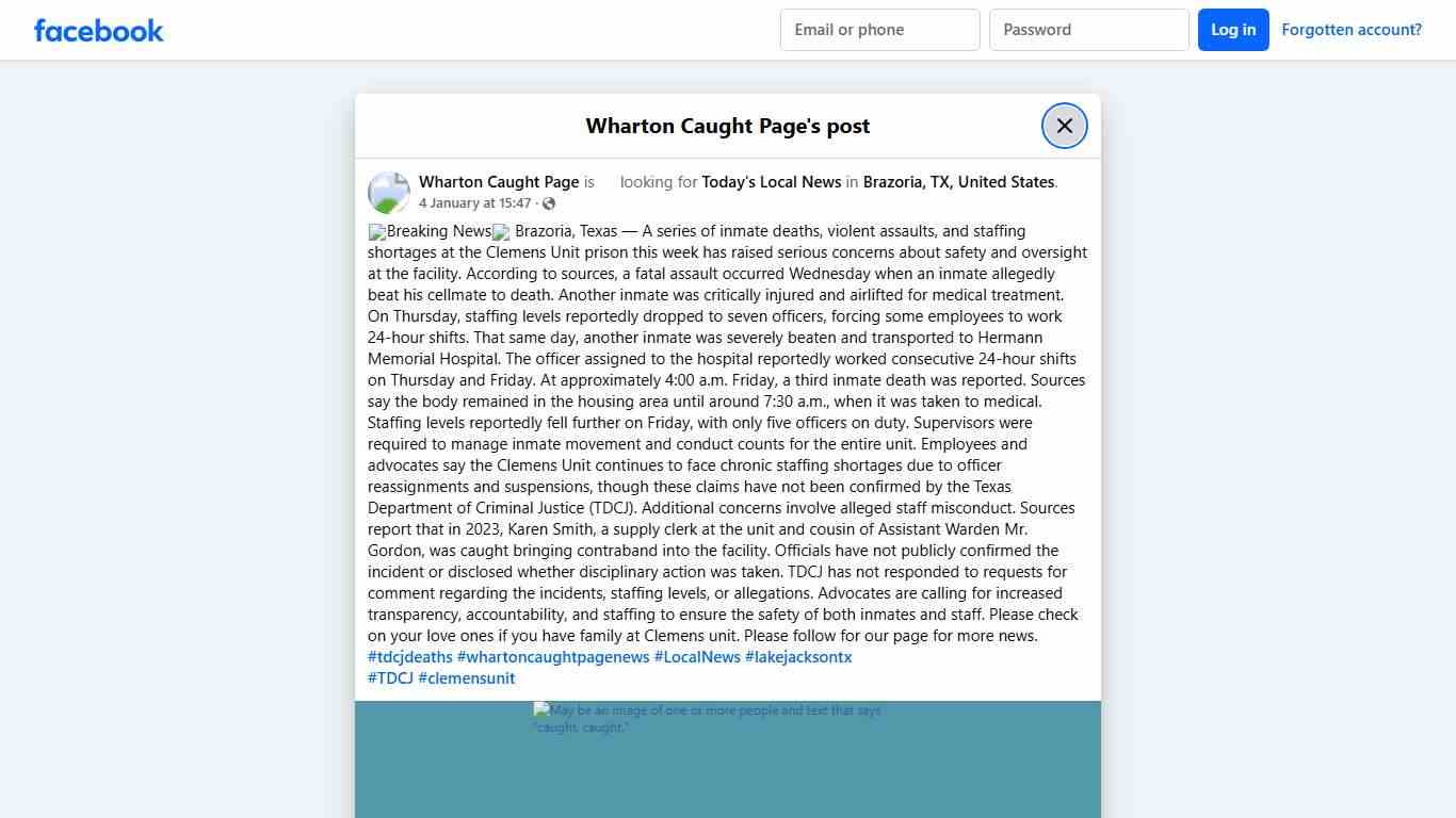 🚨Breaking News🚨 Brazoria, Texas — A... - Wharton Caught Page Facebook